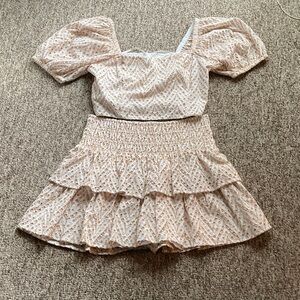 Lilly Pulitzer Pink and White Puff Sleeve Dress